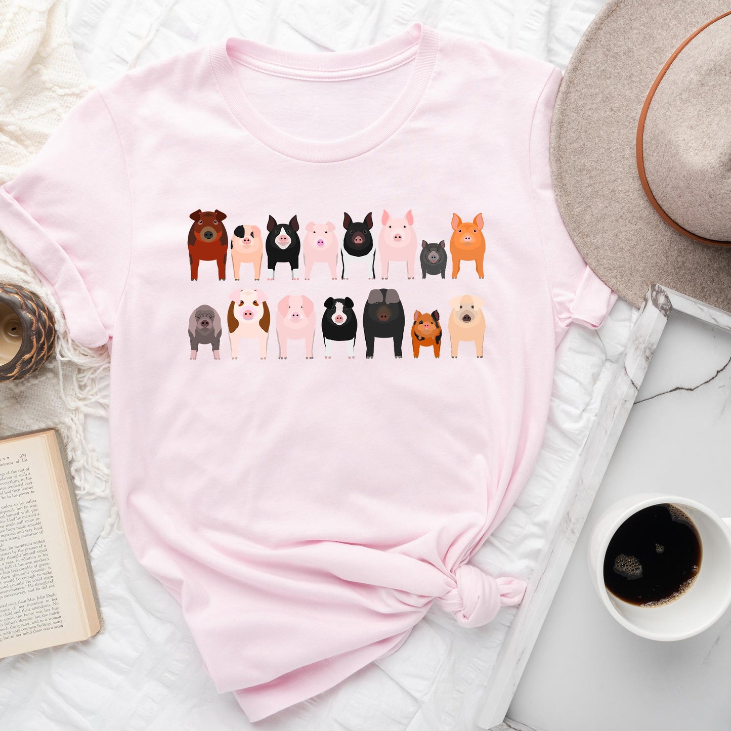 Pig Lovers Super Soft Tees, Farm Animal Shirts, Illustration, Breeds