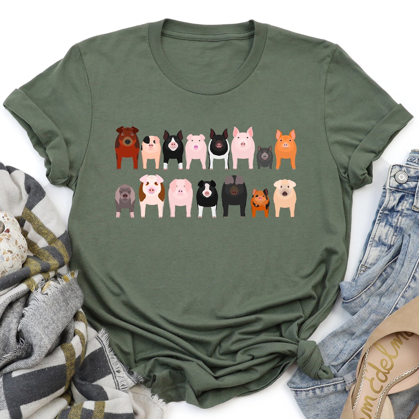 Pig Lovers Super Soft Tees, Farm Animal Shirts, Illustration, Breeds