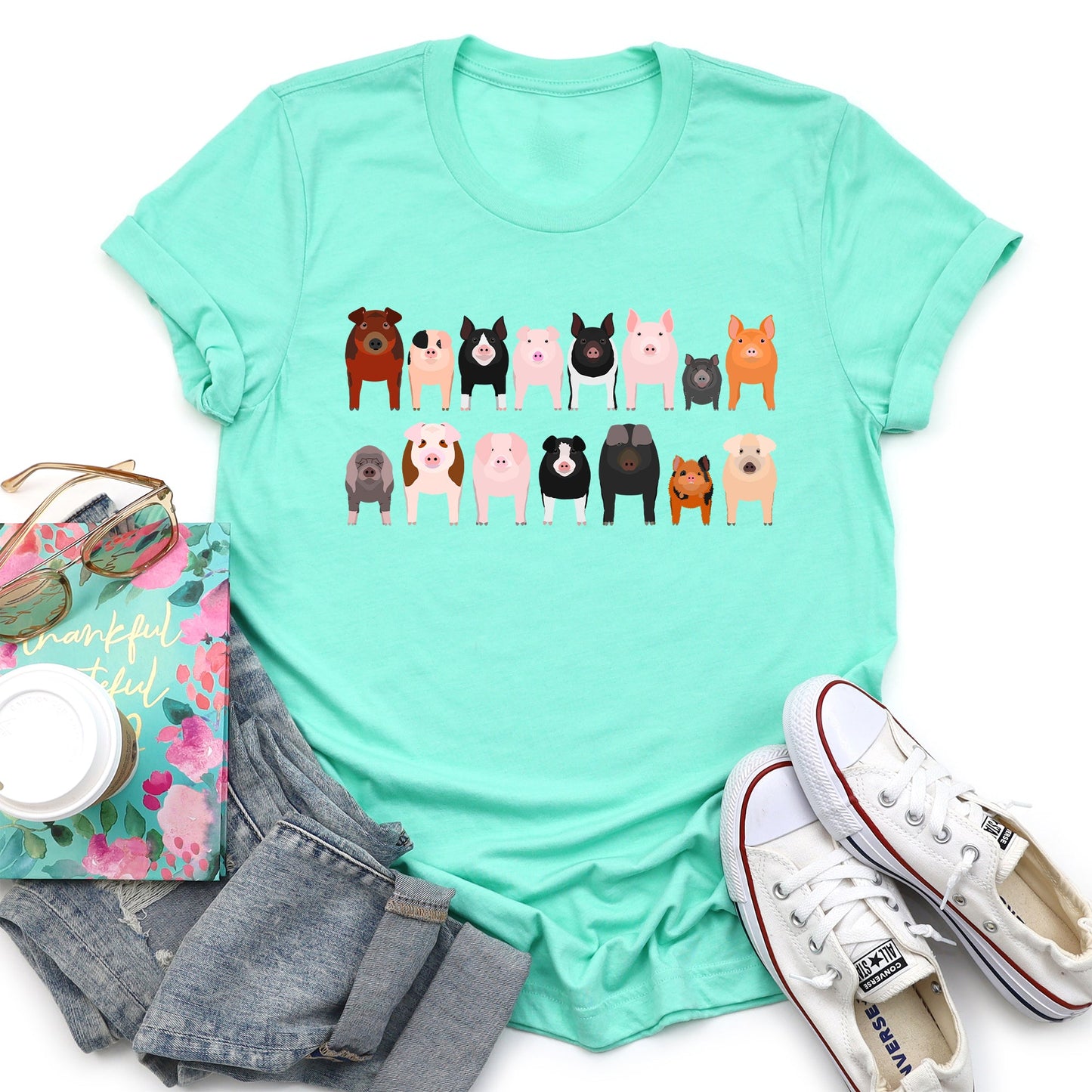 Pig Lovers Super Soft Tees, Farm Animal Shirts, Illustration, Breeds