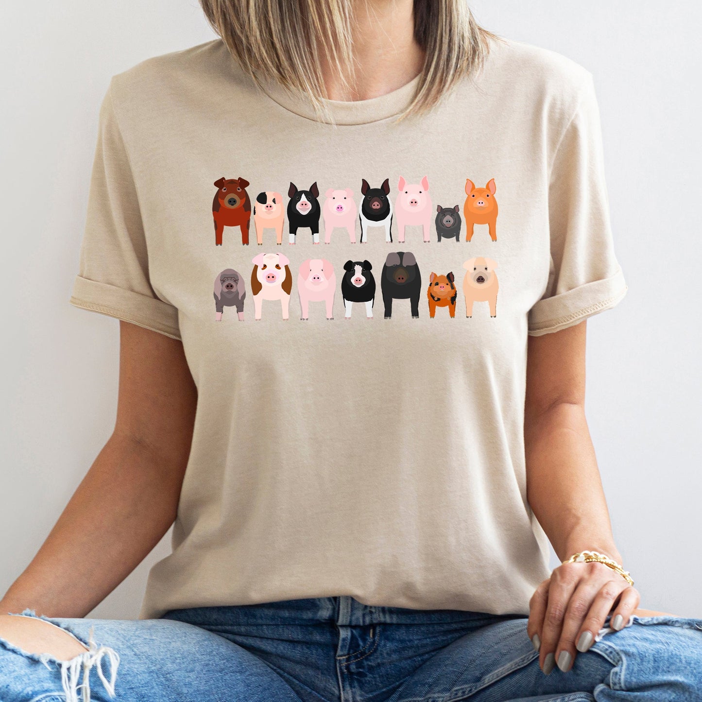 Pig Lovers Super Soft Tees, Farm Animal Shirts, Illustration, Breeds