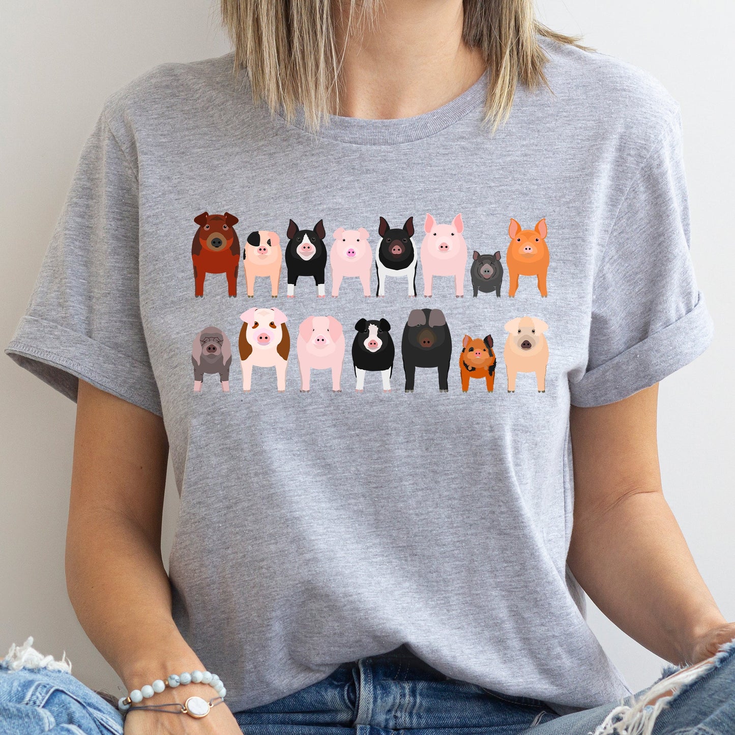 Pig Lovers Super Soft Tees, Farm Animal Shirts, Illustration, Breeds