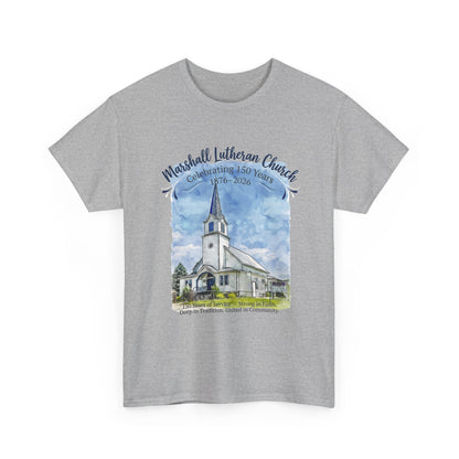 Marshall Lutheran Church Watercolor T‑Shirt — Church Building Souvenir Tee (GILDAN 5000)