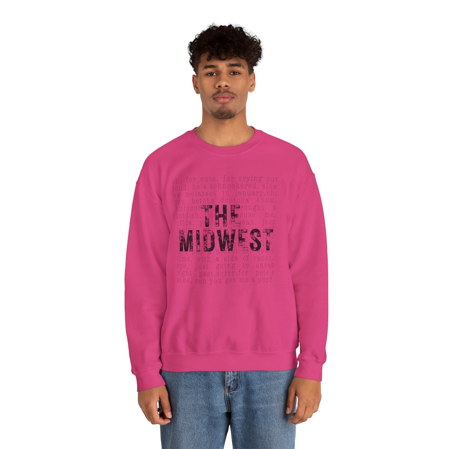 Midwest Crewneck Sweatshirt — "The Midwest" with Funny Midwestern Sayings (Uffda)