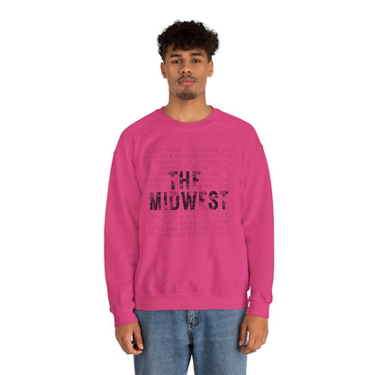 Midwest Crewneck Sweatshirt — "The Midwest" with Funny Midwestern Sayings (Uffda)