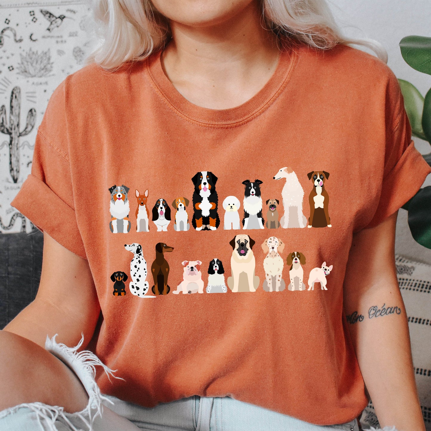 Dog Lovers Comfort Color Tees, Farm Animal Shirts, Illustration, Breeds, Pet Comfort Colors T-Shirt