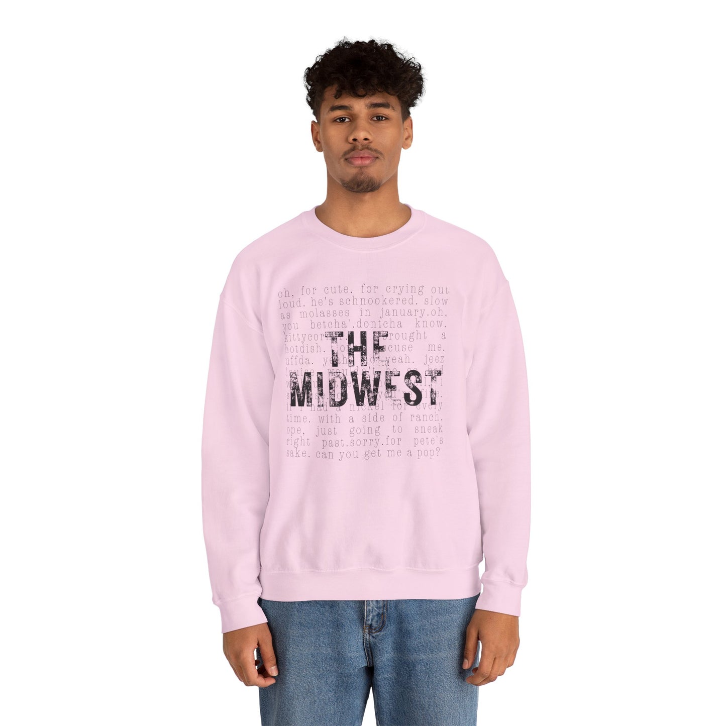 Midwest Crewneck Sweatshirt — "The Midwest" with Funny Midwestern Sayings (Uffda)