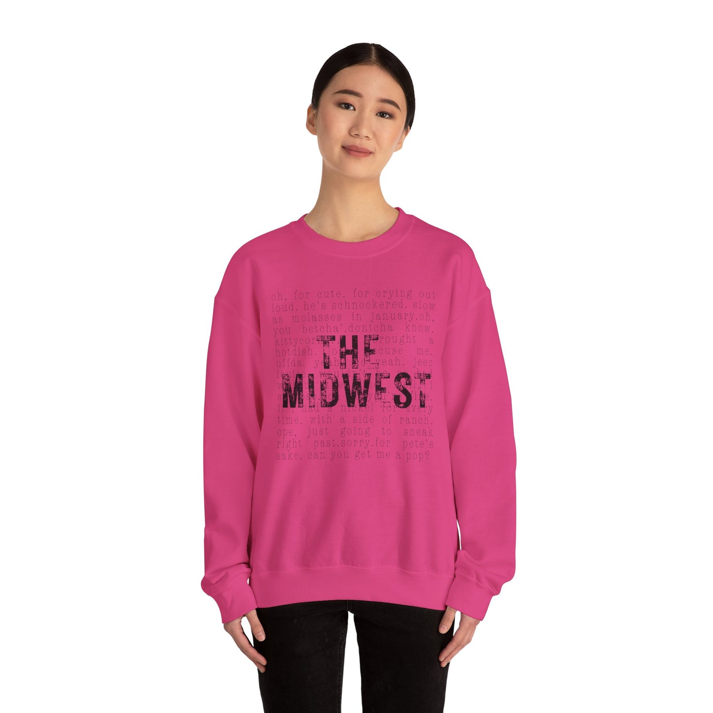 Midwest Crewneck Sweatshirt — "The Midwest" with Funny Midwestern Sayings (Uffda)