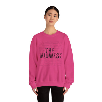 Midwest Crewneck Sweatshirt — "The Midwest" with Funny Midwestern Sayings (Uffda)