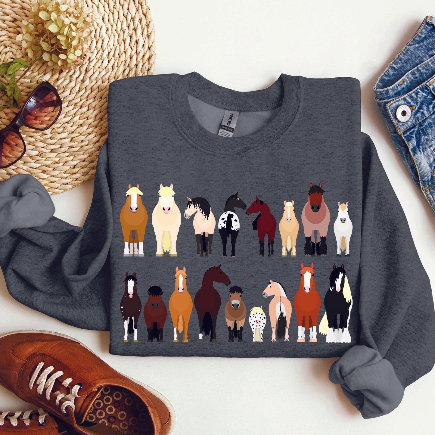 Horse Breeds Farm Animal Lover Sweatshirt