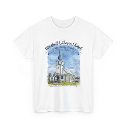 Marshall Lutheran Church Watercolor T‑Shirt — Church Building Souvenir Tee (GILDAN 5000)