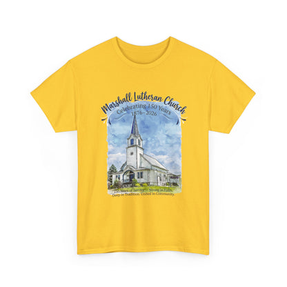 Marshall Lutheran Church Watercolor T‑Shirt — Church Building Souvenir Tee (GILDAN 5000)