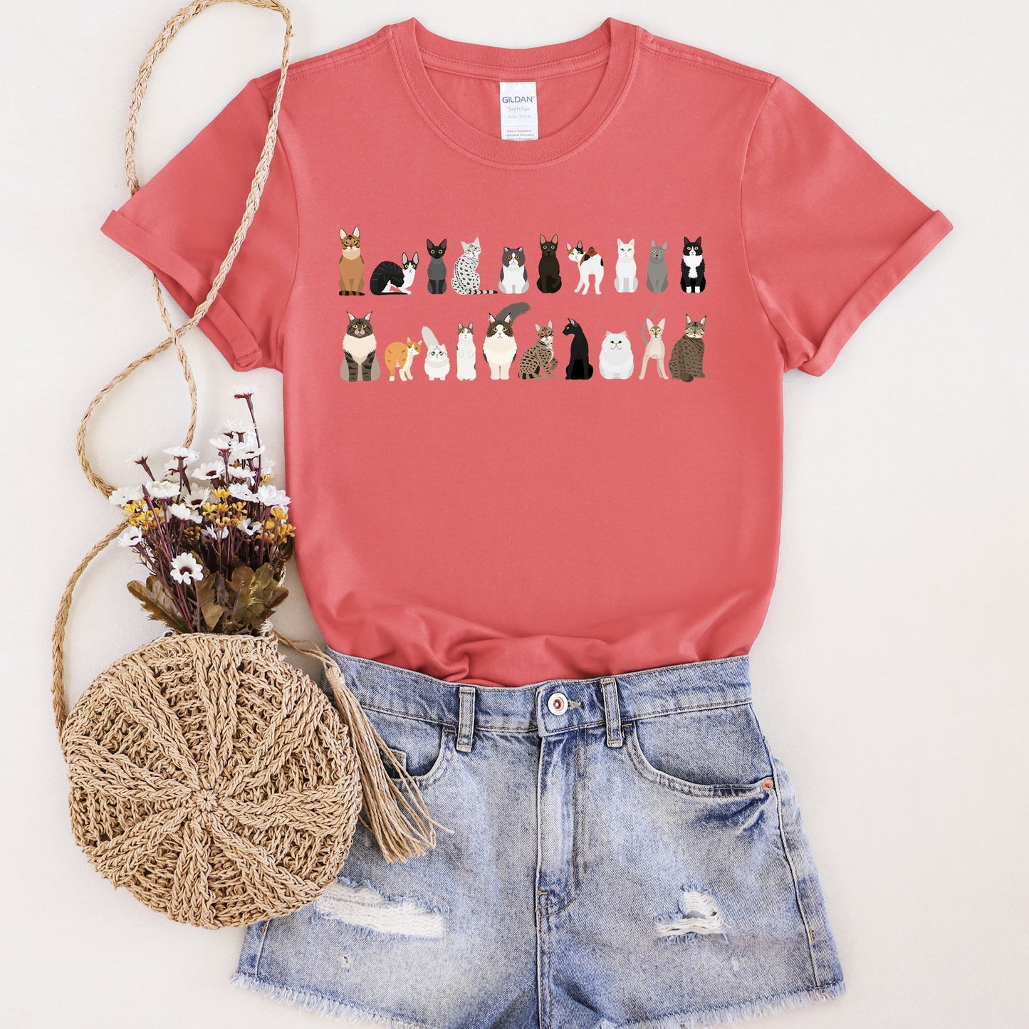 Cat Lovers Super Soft Tees, Pet Animal Shirts, Illustration, Breeds