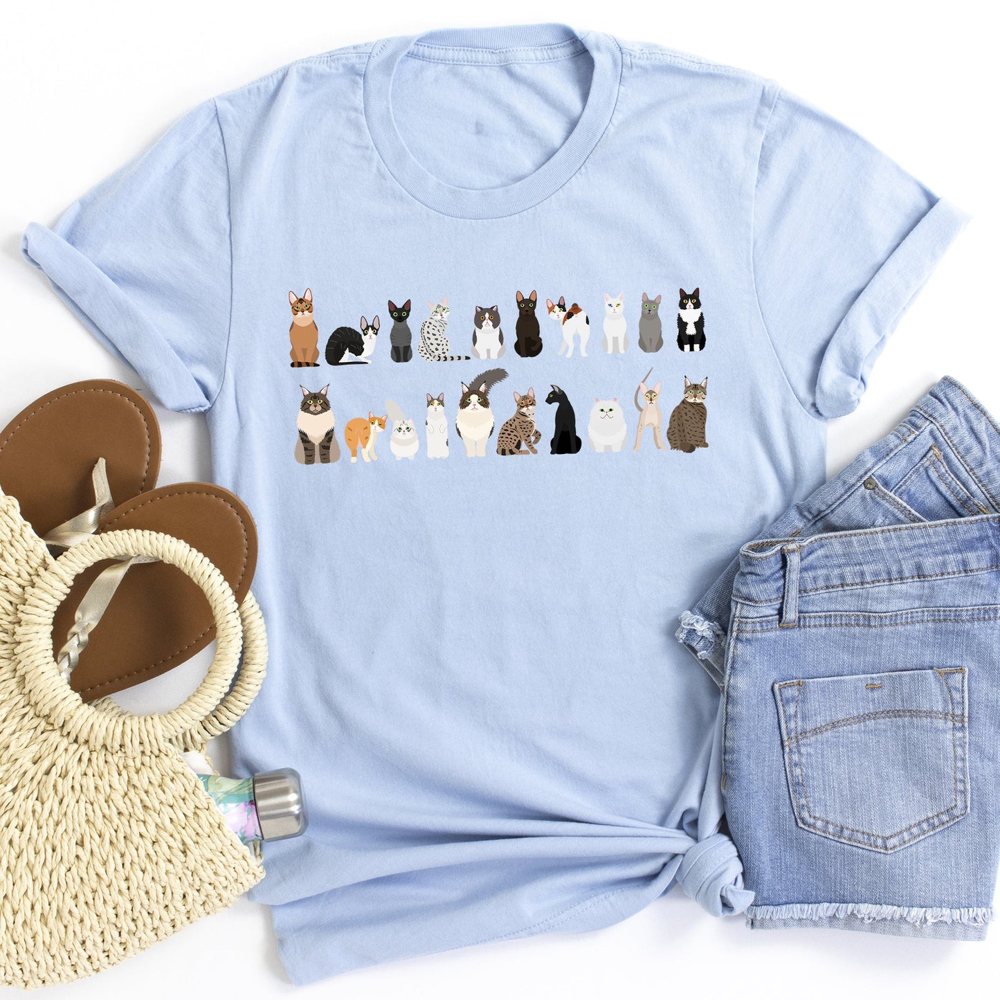 Cat Lovers Super Soft Tees, Pet Animal Shirts, Illustration, Breeds