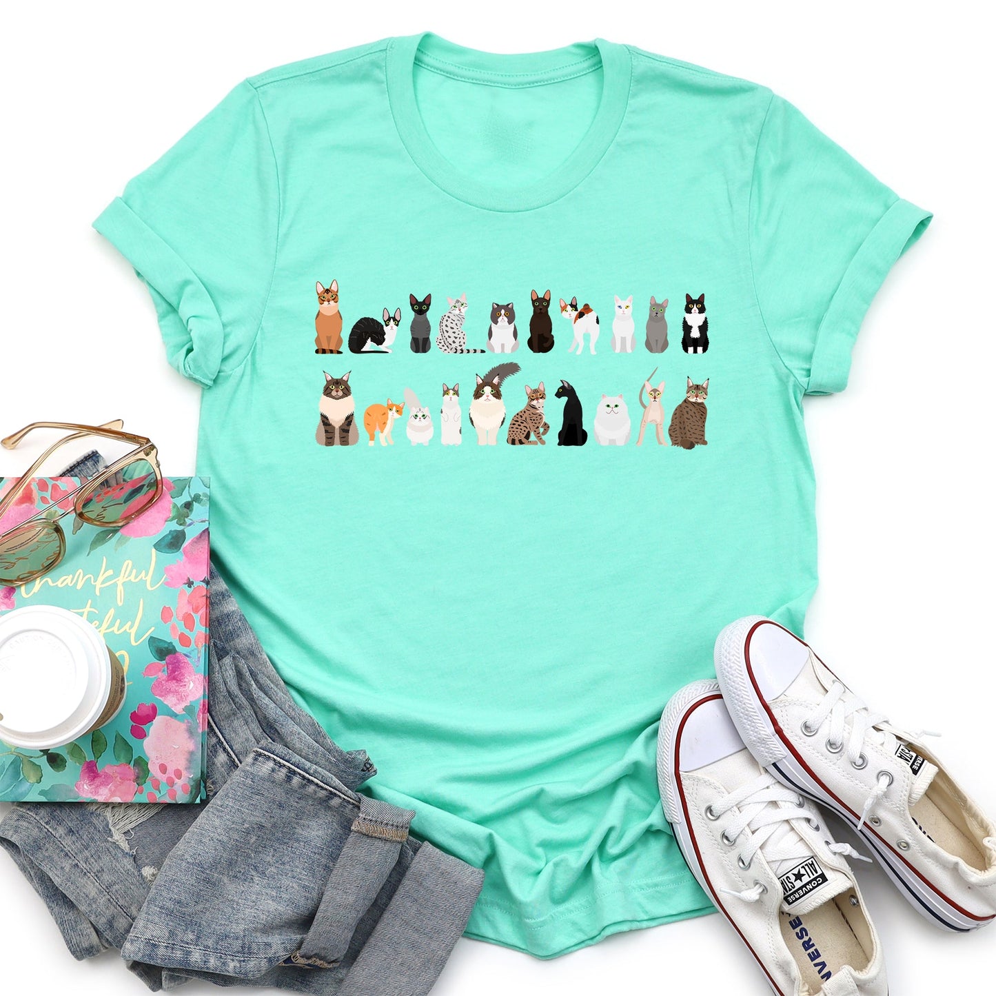 Cat Lovers Super Soft Tees, Pet Animal Shirts, Illustration, Breeds