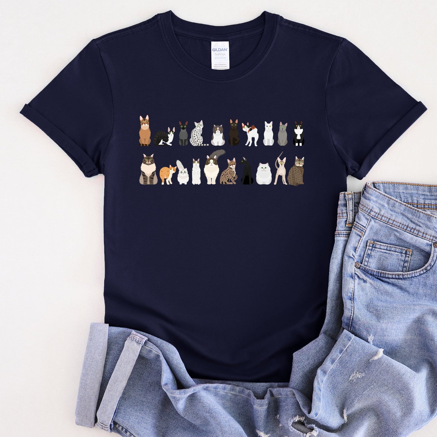 Cat Lovers Super Soft Tees, Pet Animal Shirts, Illustration, Breeds