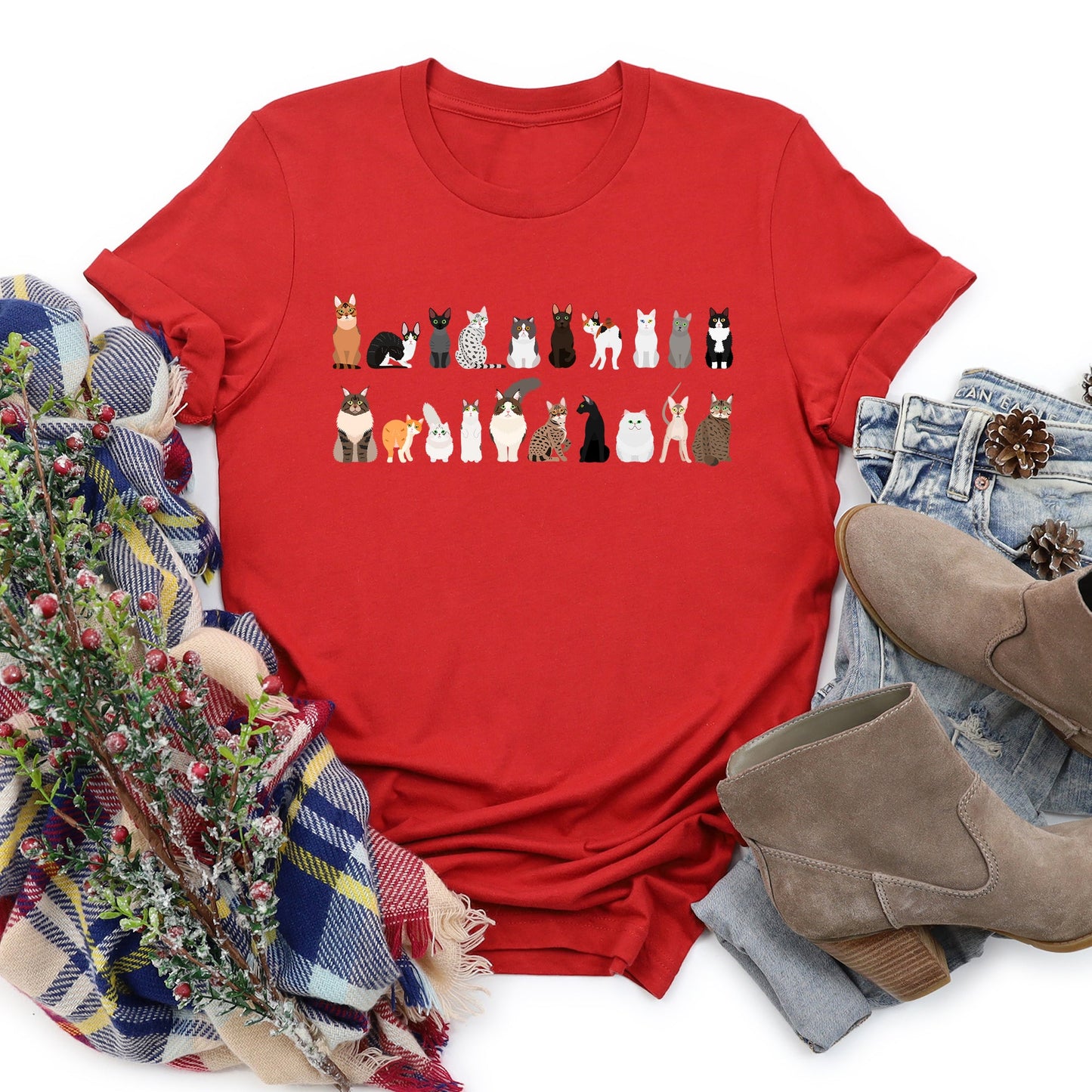 Cat Lovers Super Soft Tees, Pet Animal Shirts, Illustration, Breeds