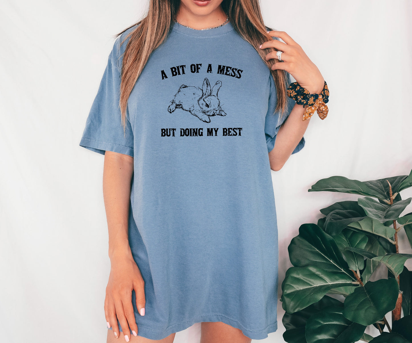 A Bit Of A Mess, Doing My Best, Cute Bunny, Rabbit, Funny, Aesthetic, Meme, Tshirt Comfort Colors T-Shirt