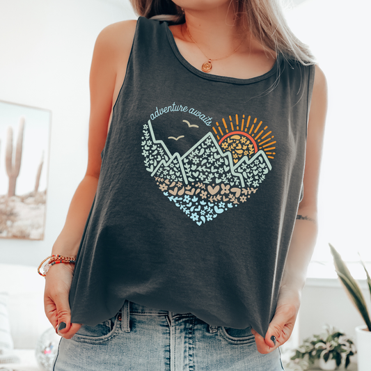 Adventure Awaits, Nature, Outdoors, Hiking Comfort Colors Tank Top
