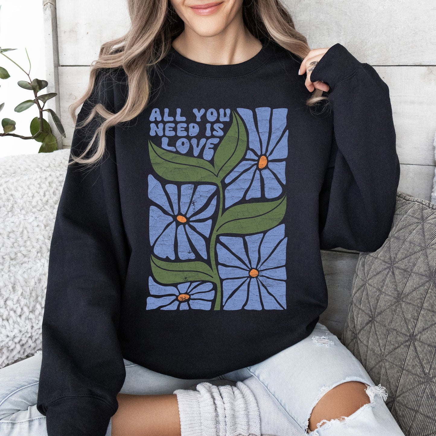All You Need Is Love, Retro Flowers Sweatshirt