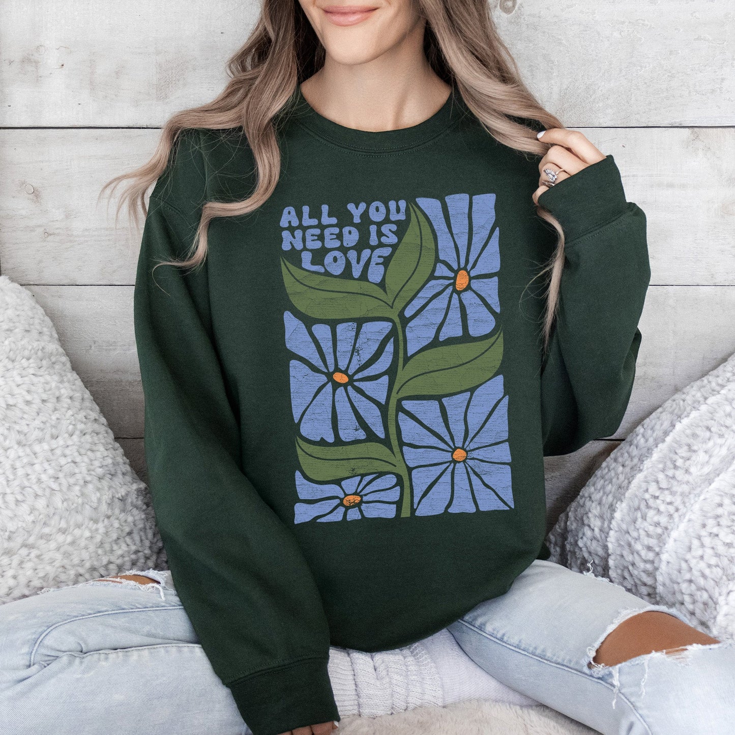All You Need Is Love, Retro Flowers Sweatshirt
