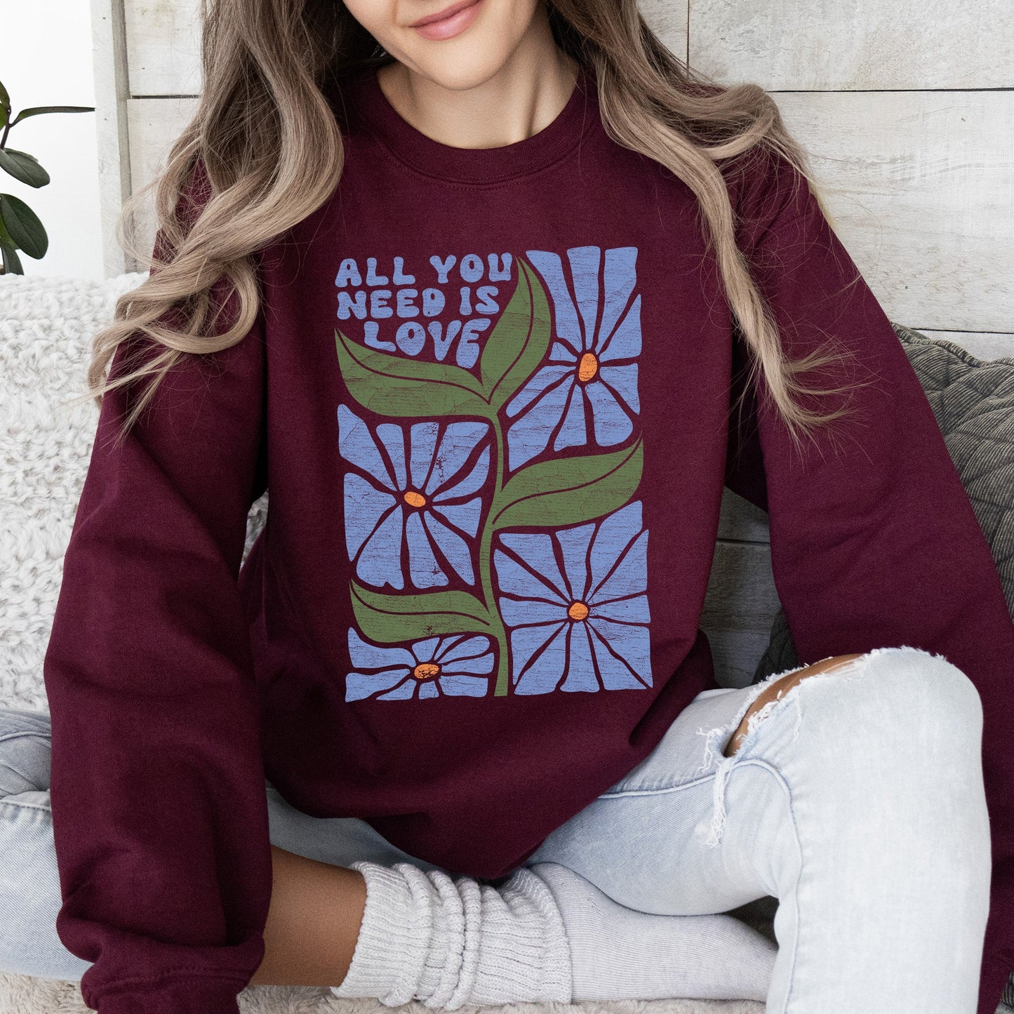 All You Need Is Love, Retro Flowers Sweatshirt