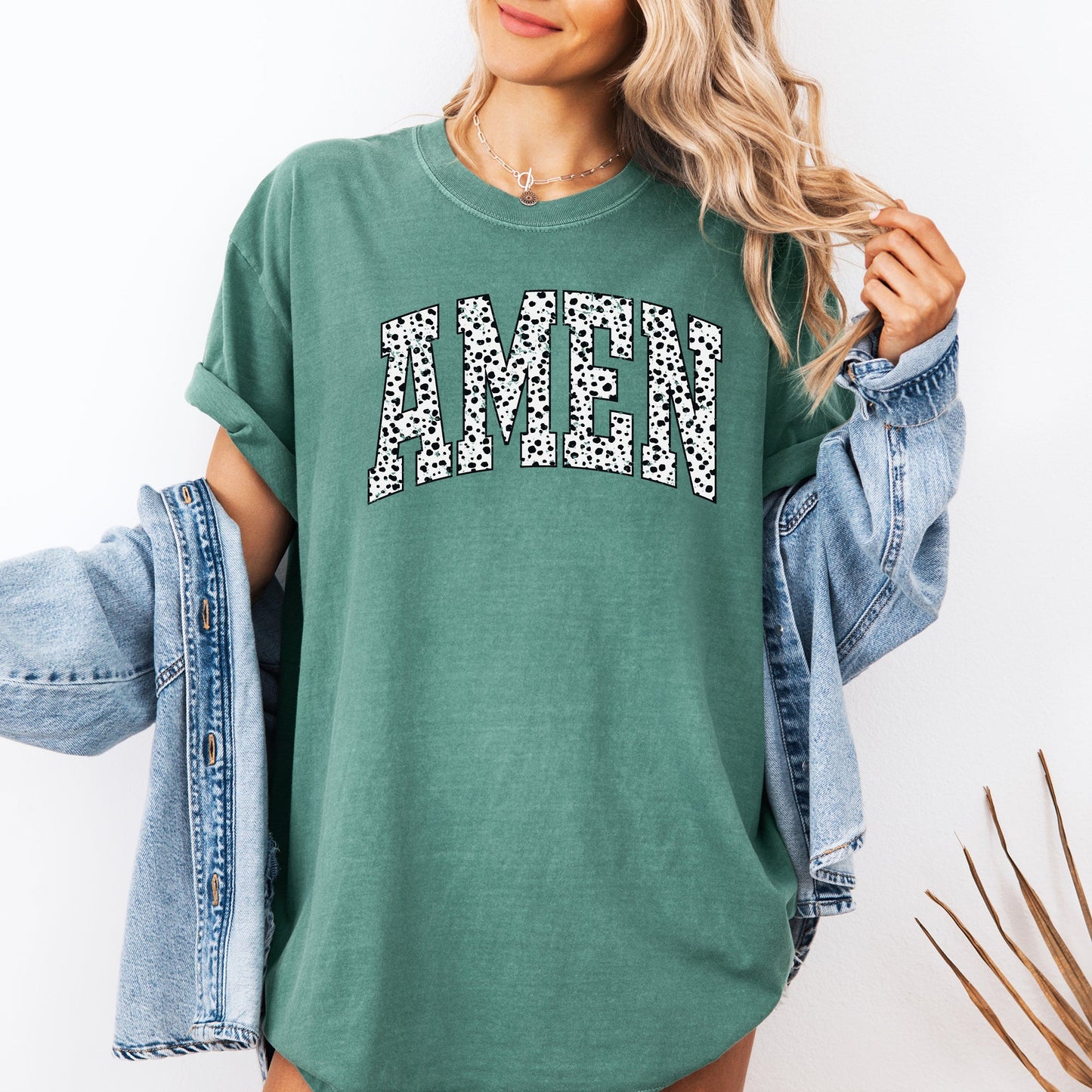 Amen, Dalmatian Print, Christian, Jesus, Gospel, Faith, Saved Tshirt Comfort Colors T-Shirt