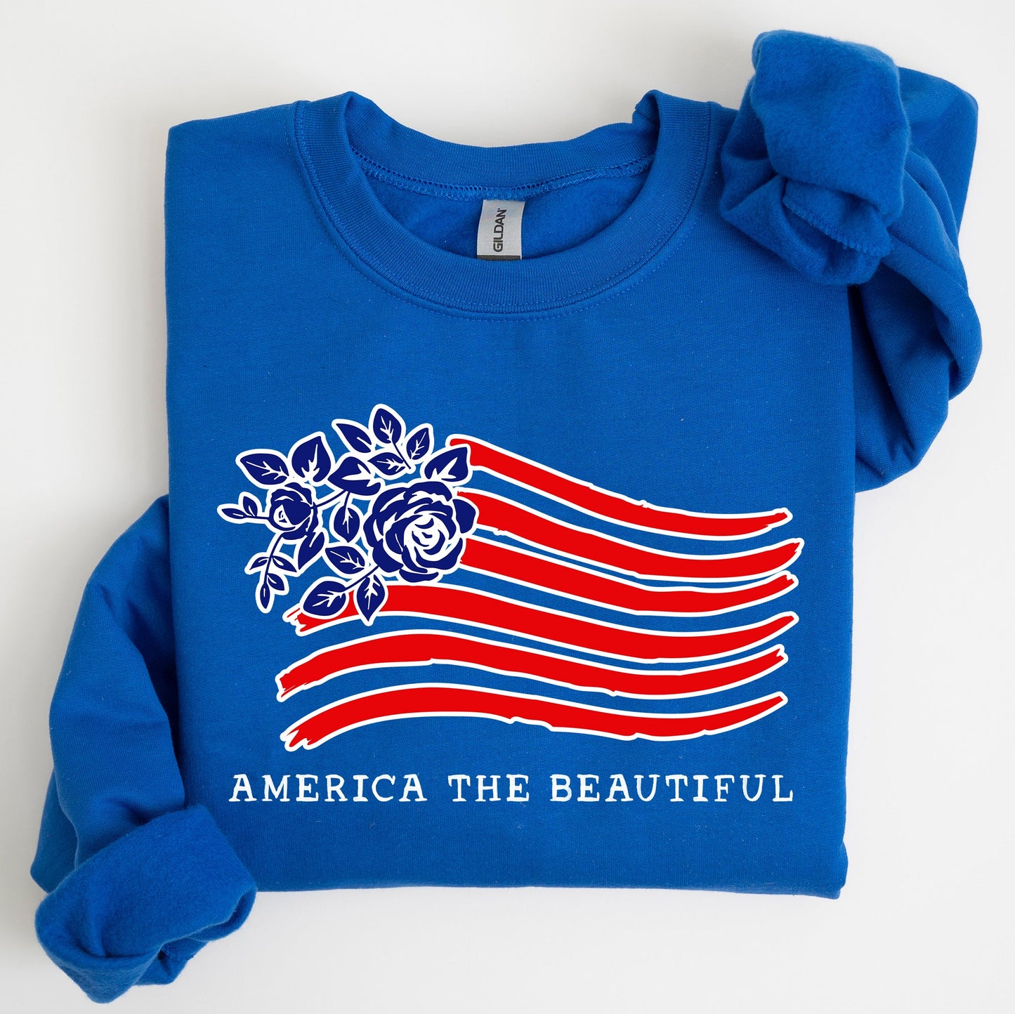 America The Beautiful, Flower Flag, Patriotic Sweatshirt