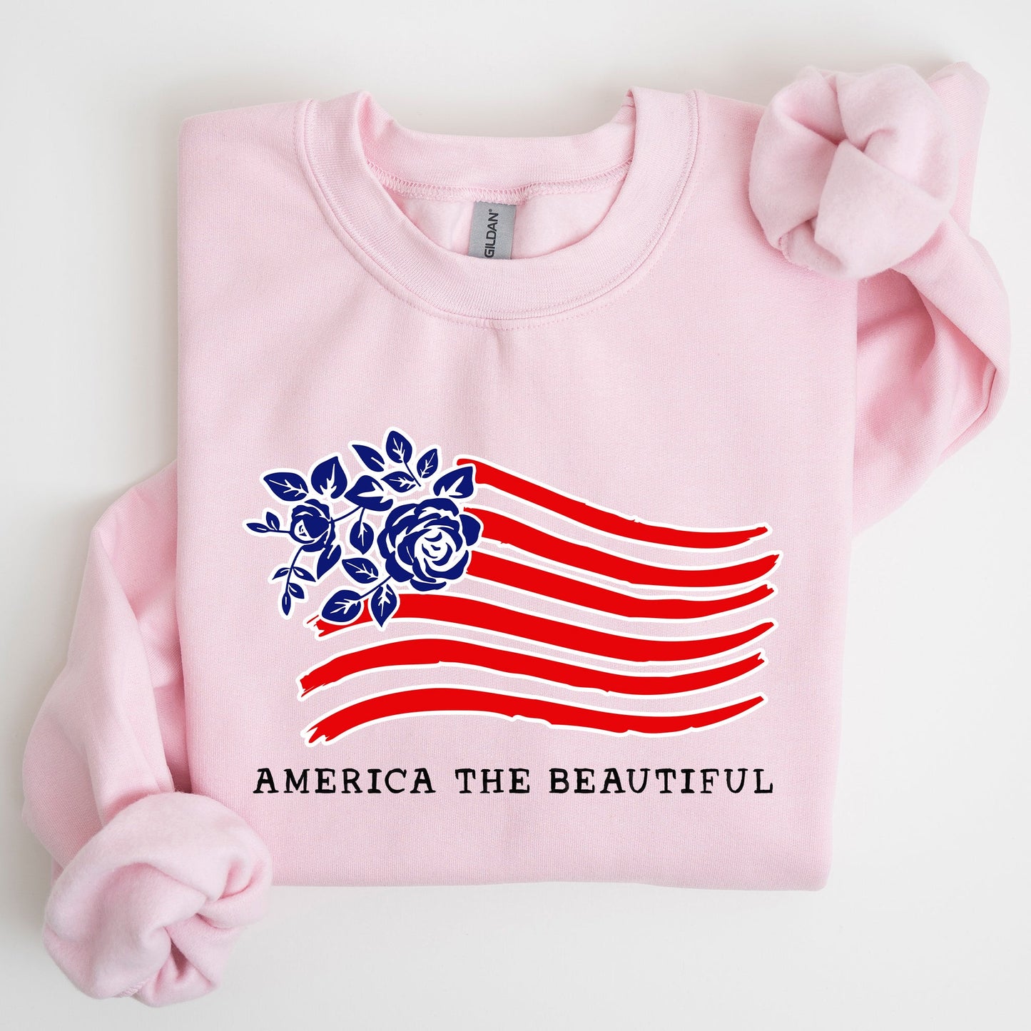 America The Beautiful, Flower Flag, Patriotic Sweatshirt