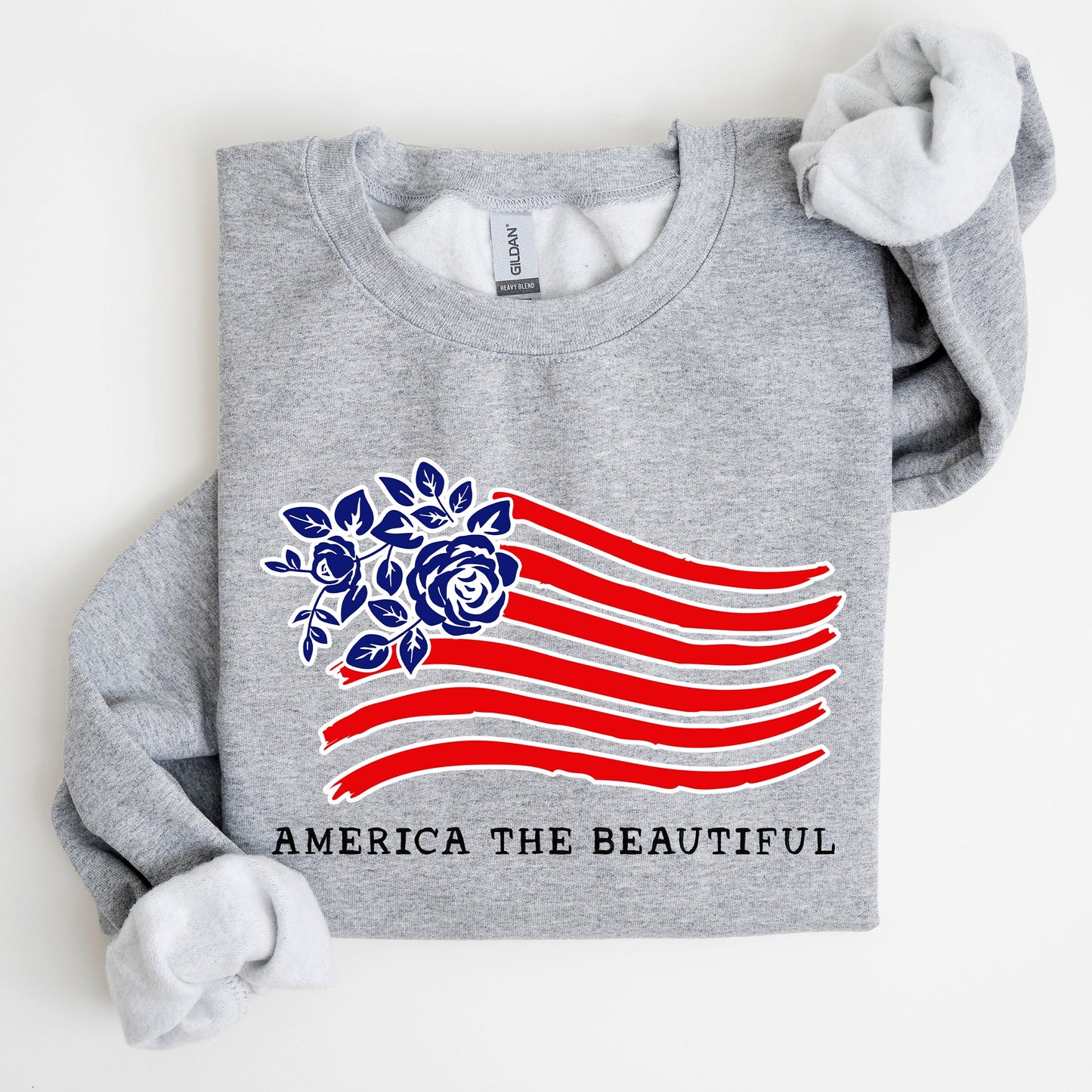 America The Beautiful, Flower Flag, Patriotic Sweatshirt
