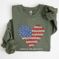 America The Beautiful, Flowers, Heart Flag, Sweatshirt