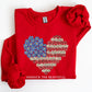 America The Beautiful, Flowers, Heart Flag, Sweatshirt