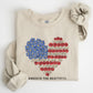 America The Beautiful, Flowers, Heart Flag, Sweatshirt