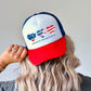 America The Beautiful, Hearts, Patriotic, Snapback Trucker Hat