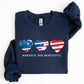 America The Beautiful, Retro Hearts, Patriotic Sweatshirt