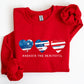 America The Beautiful, Retro Hearts, Patriotic Sweatshirt
