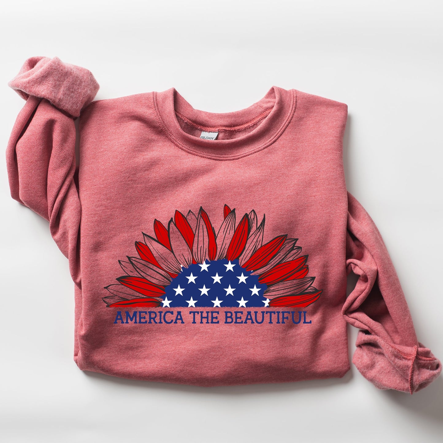 America The Beautiful, Sunflower, Red White Blue Sweatshirt