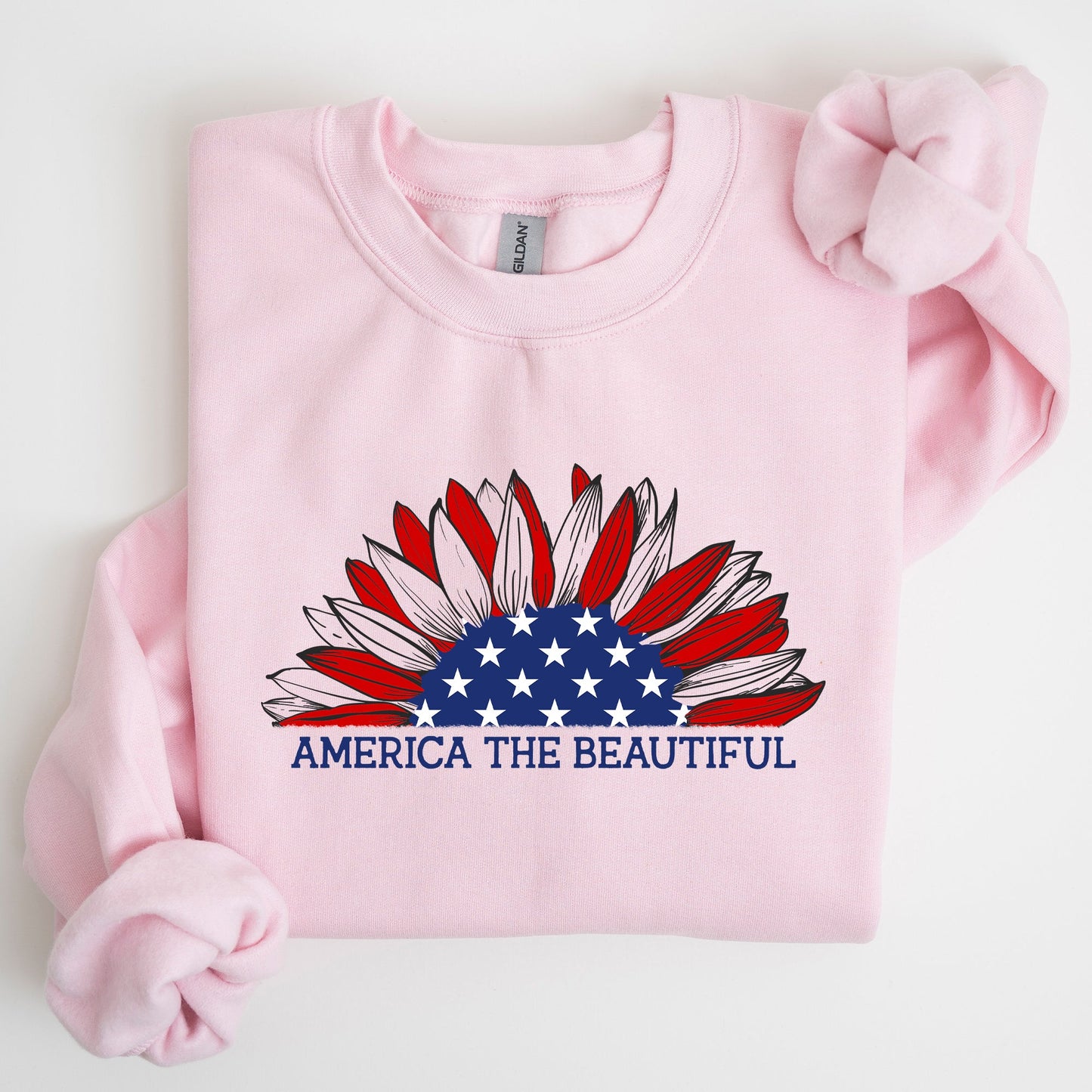 America The Beautiful, Sunflower, Red White Blue Sweatshirt