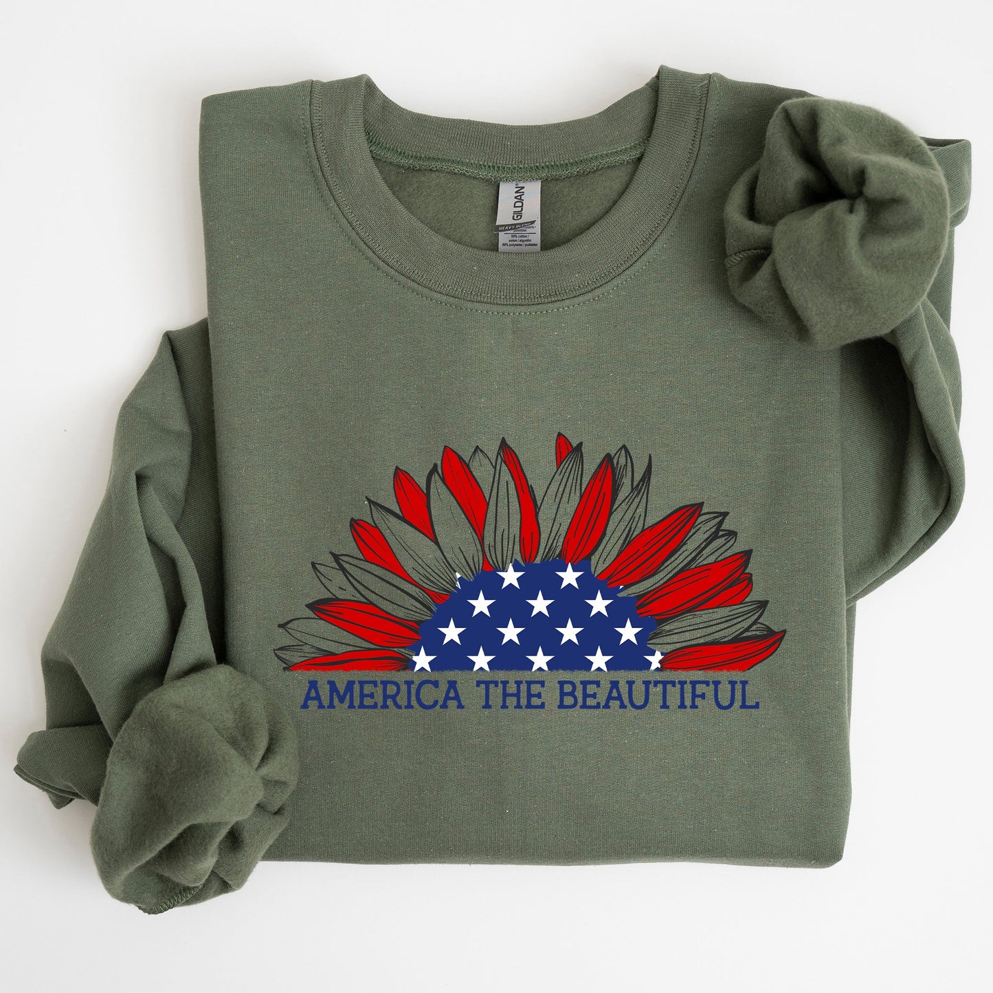 America The Beautiful, Sunflower, Red White Blue Sweatshirt