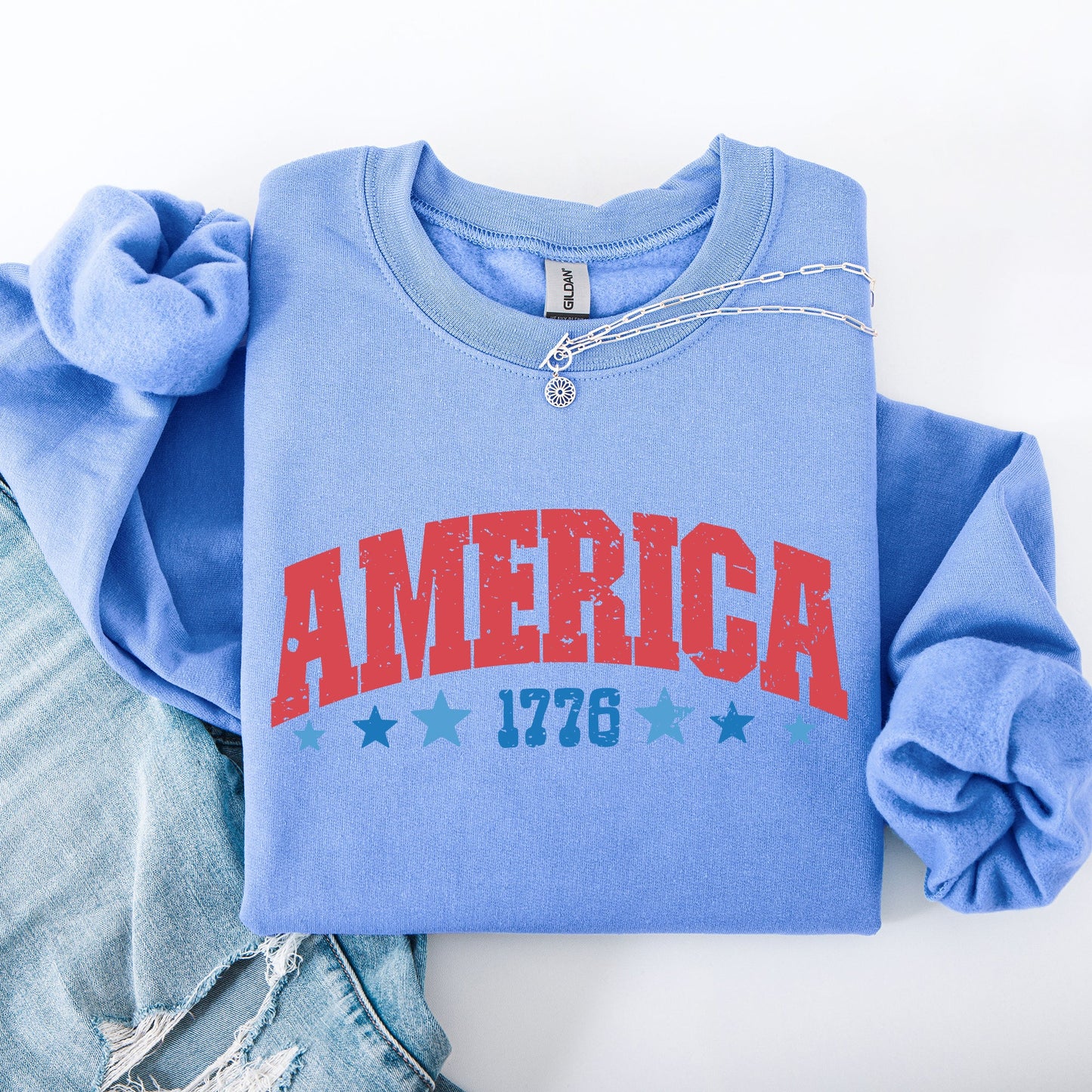 America, 1776, Varsity, Patriotic, USA, 4th of July Sweatshirt
