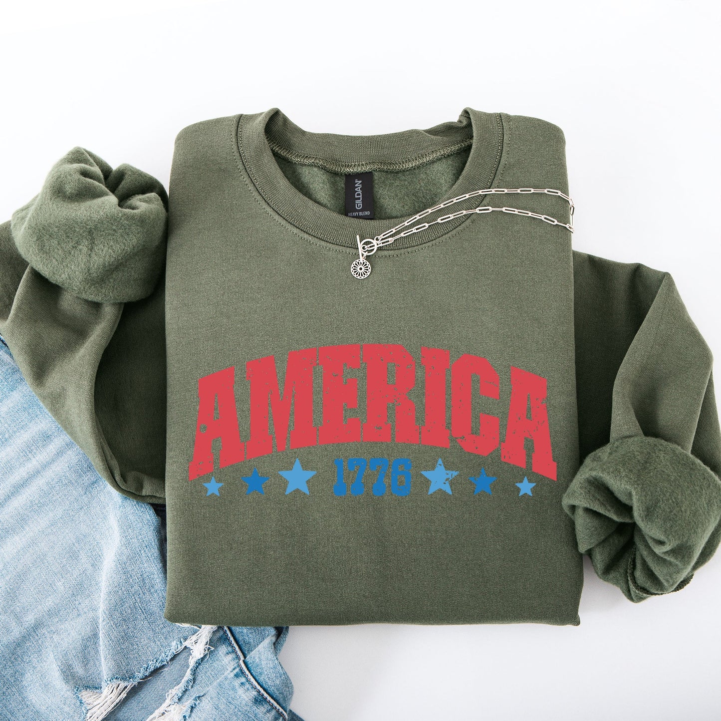 America, 1776, Varsity, Patriotic, USA, 4th of July Sweatshirt