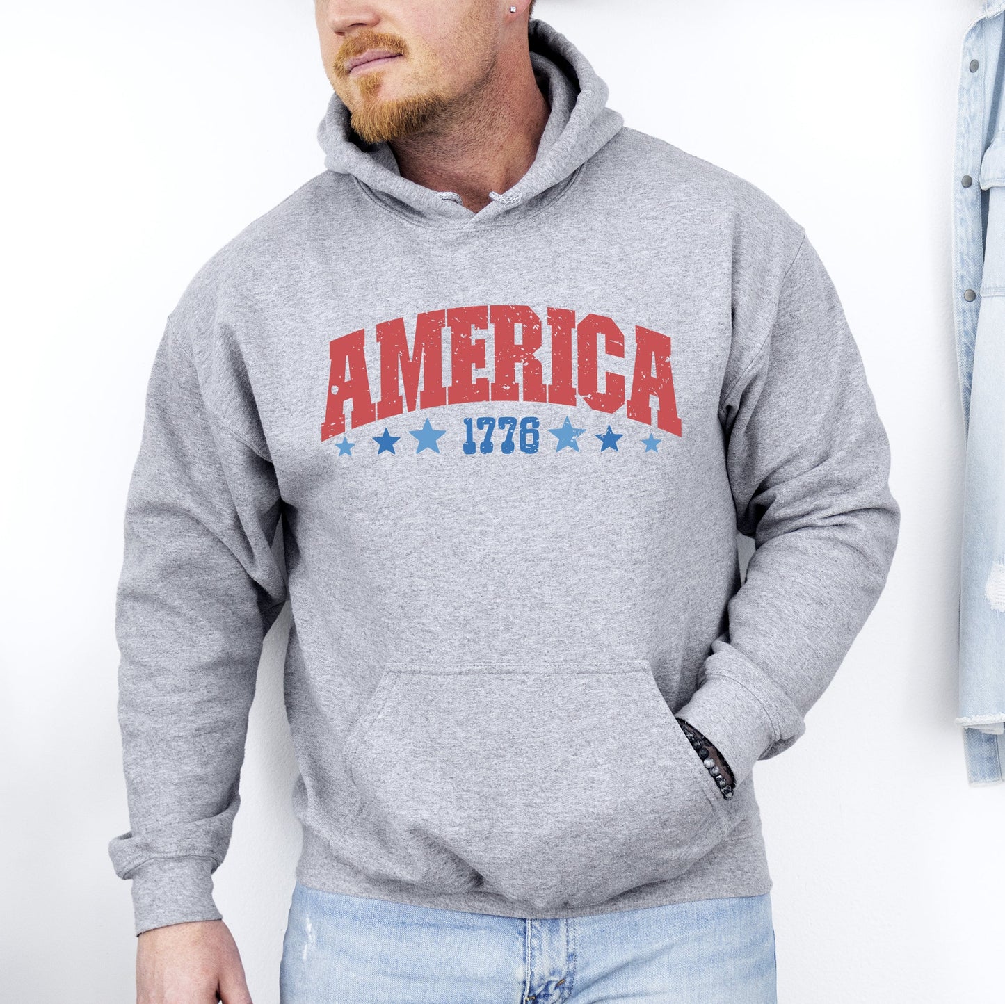 America, 1776, Varsity, Patriotic, USA, 4th of July Hoodie, Hooded Sweatshirt