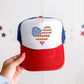 America, Floral Heart, Patriotic, Snapback Trucker Hat