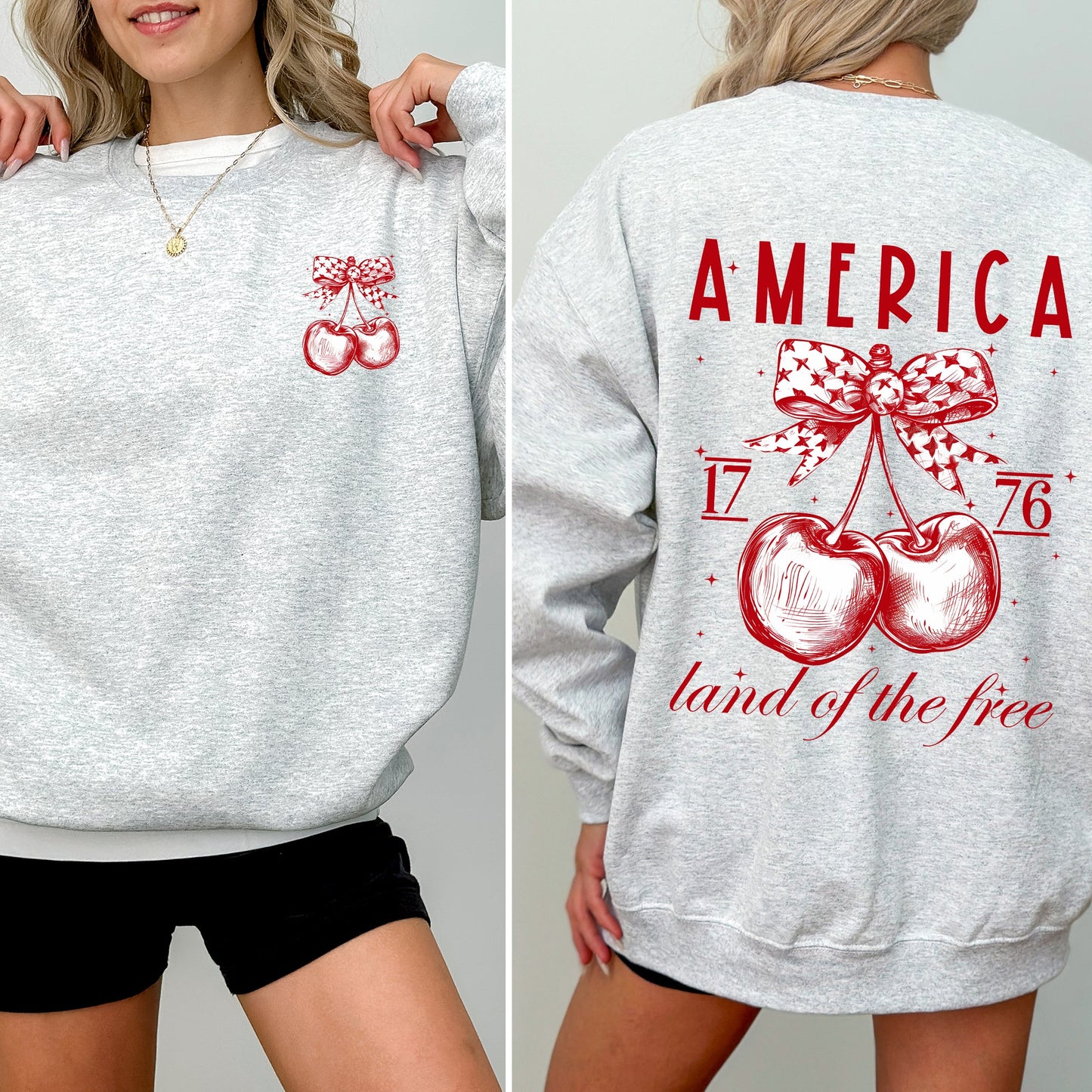 America, Land Of The Free, 1776, Cherries, Patriotic, 4th of July Sweatshirt