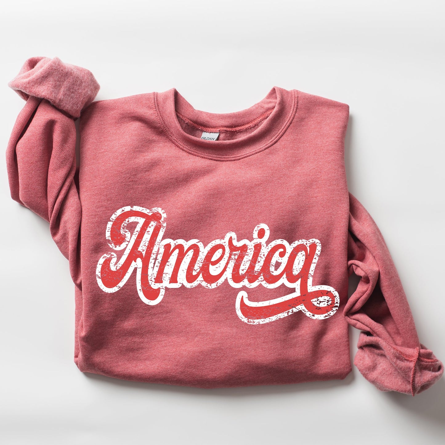 America, Red, White, Varsity, Retro, Patriotic, USA, 4th of July Sweatshirt