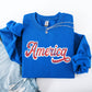 America, Red, White, Varsity, Retro, Patriotic, USA, 4th of July Sweatshirt