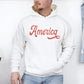 America, Red, White, Varsity, Retro, Patriotic, USA, 4th of July Hoodie, Hooded Sweatshirt