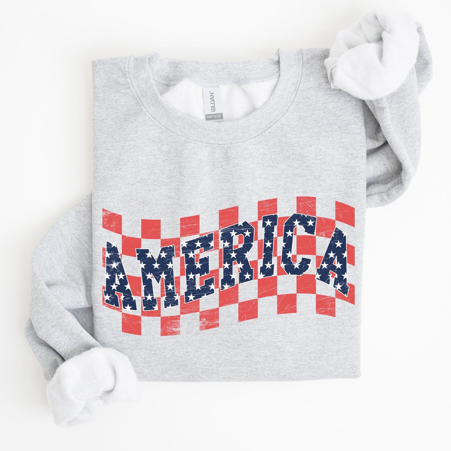 America, Retro, Patriotic USA Checkered,Vintage Sweatshirt