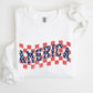 America, Retro, Patriotic USA Checkered,Vintage Sweatshirt