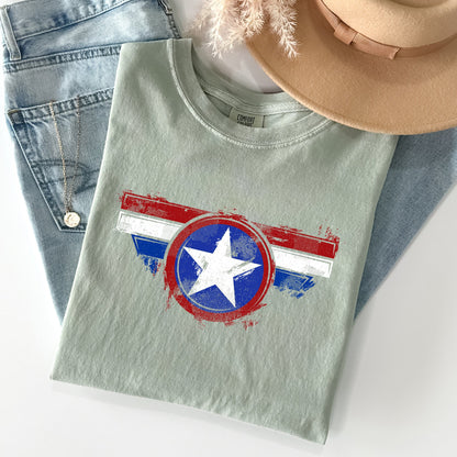 America, Super Hero, Flag, Patriotic, 4th of July Tshirt Comfort Colors T-Shirt