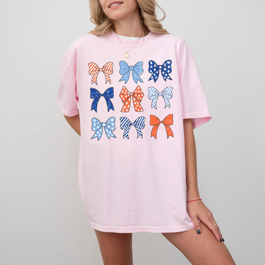 American Bows, Ribbon, Stars and Stripes, Coquette, USA, Independence, Day, Retro, Vintage, Tshirt Comfort Colors T-Shirt